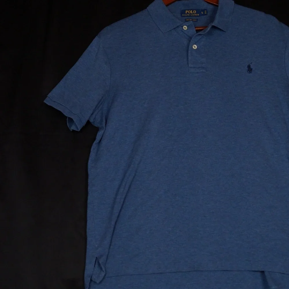 Polo Ralph Lauren Polo Shirt Mens L Blue Heather Pima Cotton Short Sleeve